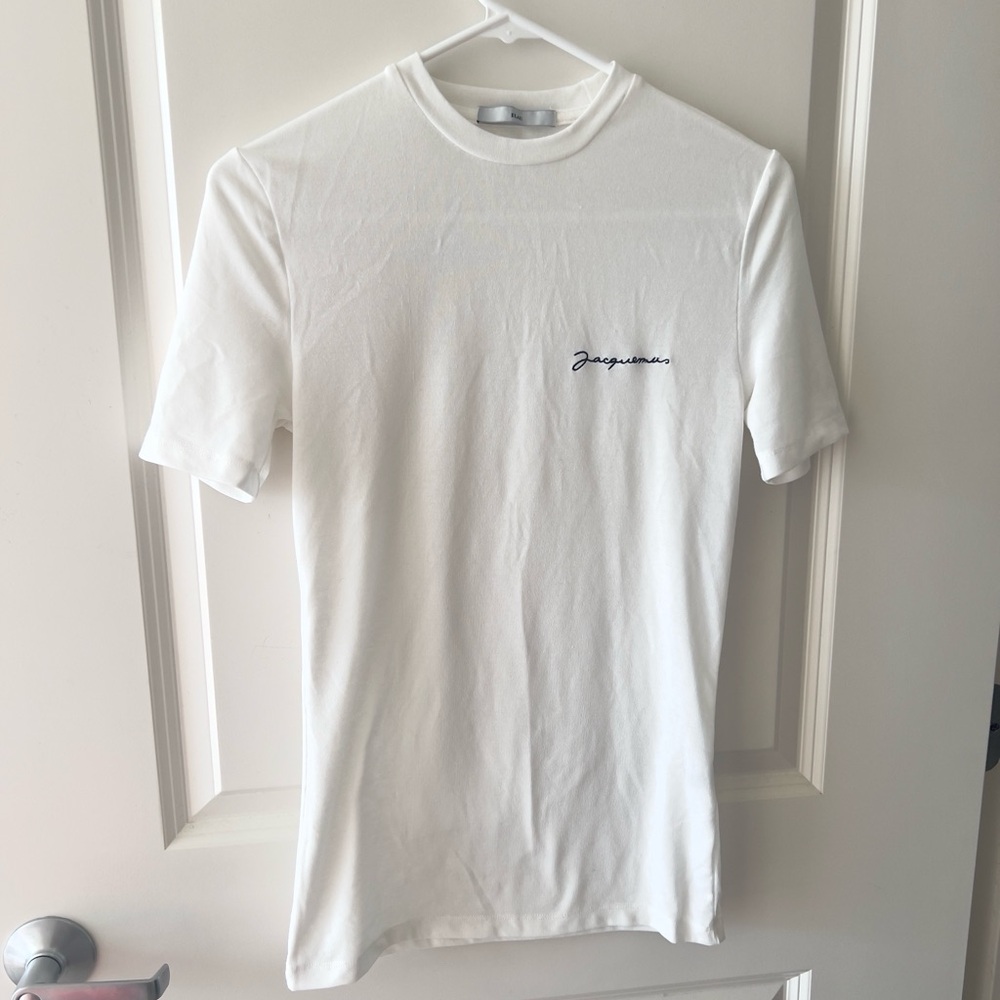 Soft Relaxed Fit Ribbed Crewneck Jersey Logo T-Shirt